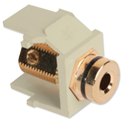 Leviton QuickPort Banana Jack Snap-In Connector, Black Stripe, Ivory